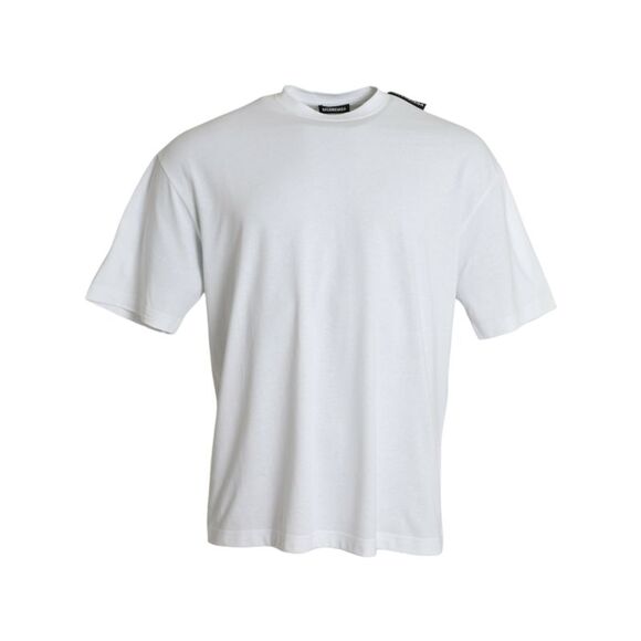 Balenciaga Off White Cotton Jersey Round Neck Men's T-shirt
